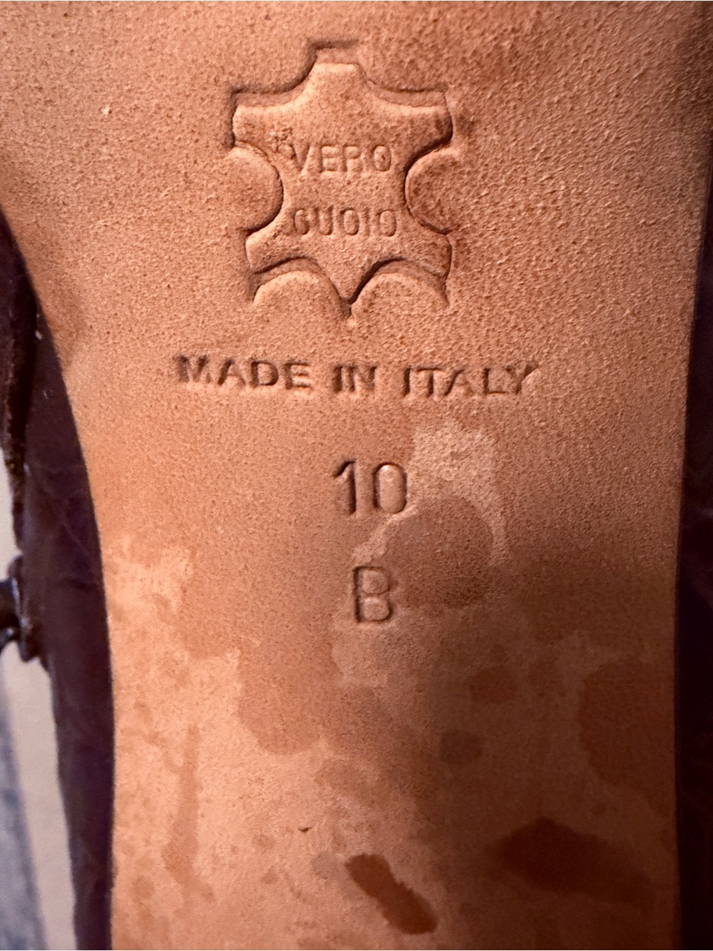Vintage Ellen Tracy Made Italy Burgundy Croc Embossed Leather Knee High Boots 10 - Picture 9 of 16